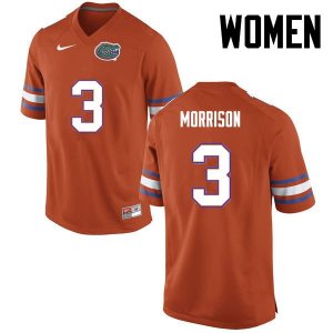 Women's Florida Gators #3 Antonio Morrison NCAA Nike Orange Authentic Stitched College Football Jersey UXW7162QY